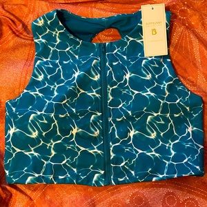 XL Limitless Zip Sports Bra - Reflection Print Teal (it came with small damage)